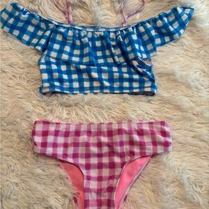 Blue and Pink Gingham Bikini Set